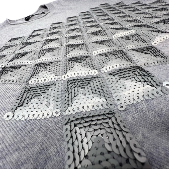 Karen Millen Grey Crewneck Wool Sweater with Sequins Women’s Size Small (6) EUC - Picture 5 of 10